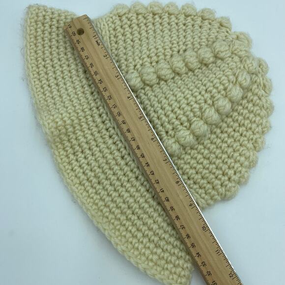 Vintage K-Mart Made In Japan Hat Crochet Knit Cream Acrylic - Picture 5 of 7